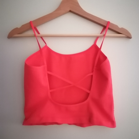 Free People Movement Strappy Back Cropped Tank Ribbed Neon Raspberry M/L (6-10) - Picture 3 of 15